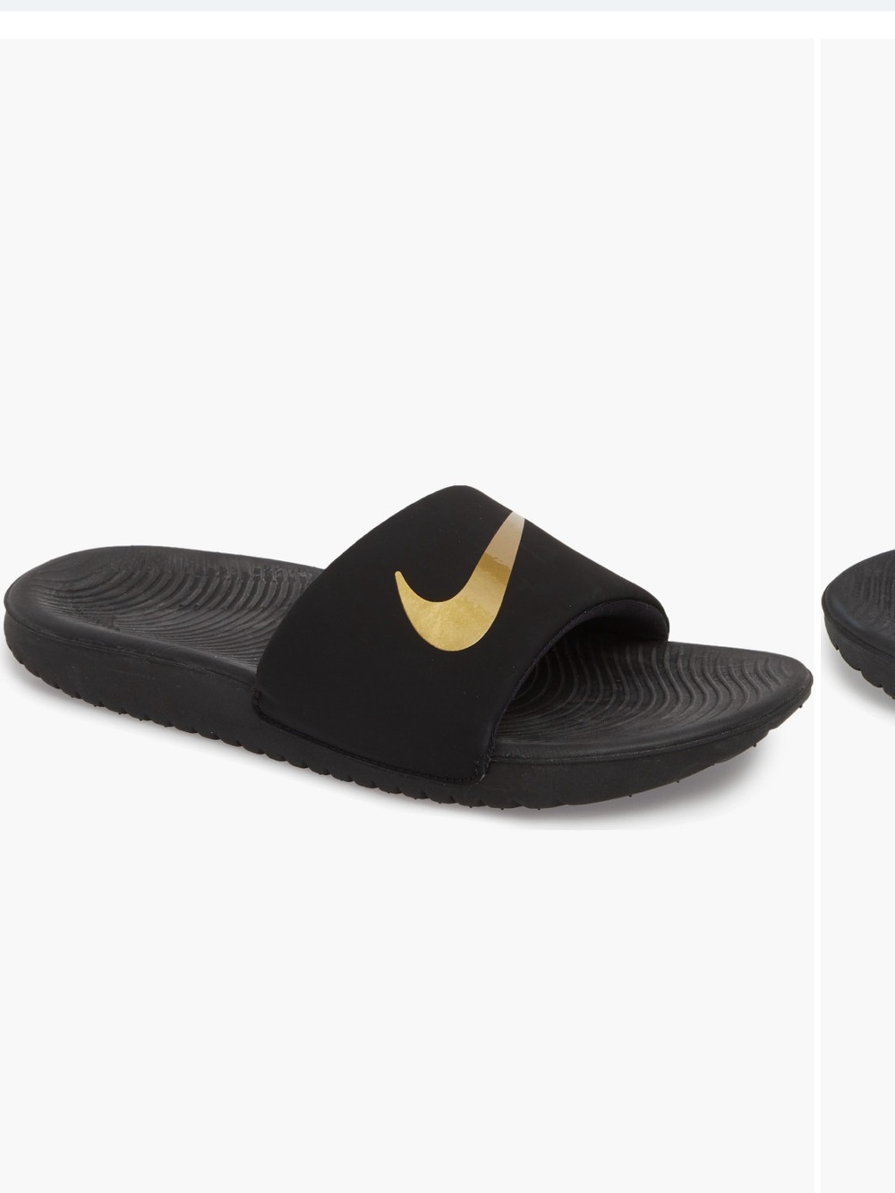 Nike Black Slide with Gold Swoosh Logo
